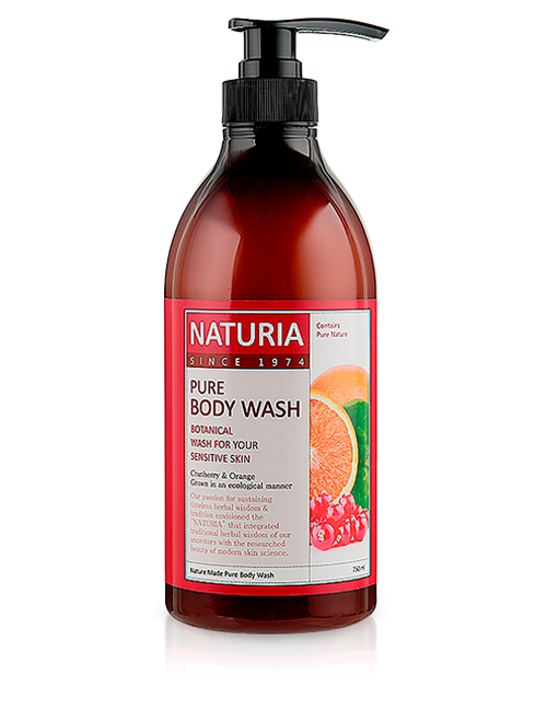 Смягчающий корейский гель для душа Naturia Pure Клюква и Апельсин