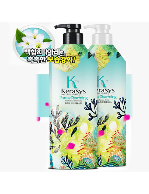 Парфюмированный шампунь Kerasys Pure с пантенолом, экстрактам Белой Лилии и Гардении