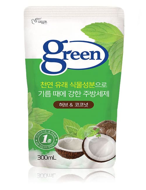 Средство для мытья посуды Pigeon Green Herb & Coconut 300мл мягкая упаковка