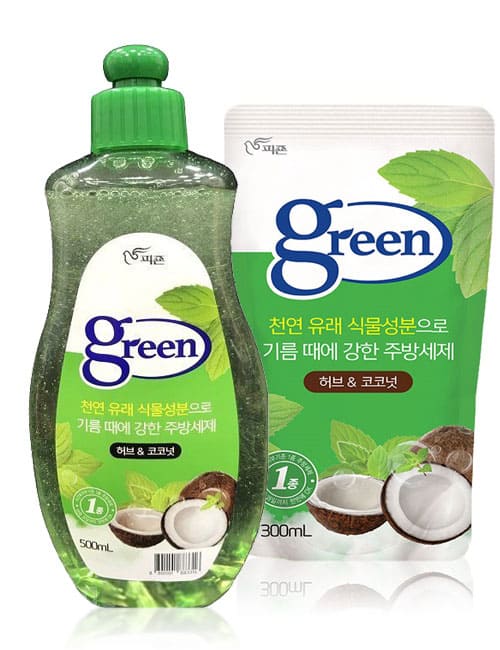 Средство для мытья посуды Pigeon Green Herb & Coconut 500мл + 300 мл
