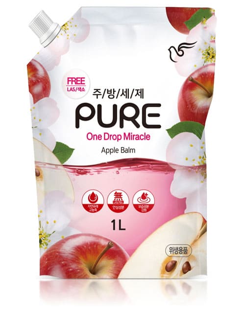 Средство для мытья посуды Pigeon Pure One Drop Miracle Apple Balm 1л мягкая упаковка