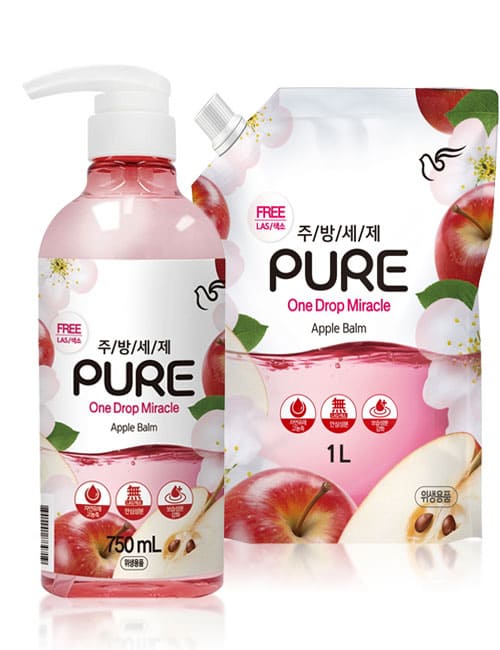 Средство для мытья посуды Pigeon Pure One Drop Miracle Apple Balm 750мл + 1л