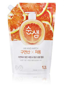 Средство для мытья посуды Soonsaem Citric Acid Grapefruit 1.2л мягкая упаковка