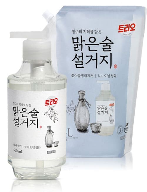 Средство для мытья посуды Trio Clear Drinking Fermented Sake 550мл + 1.4л