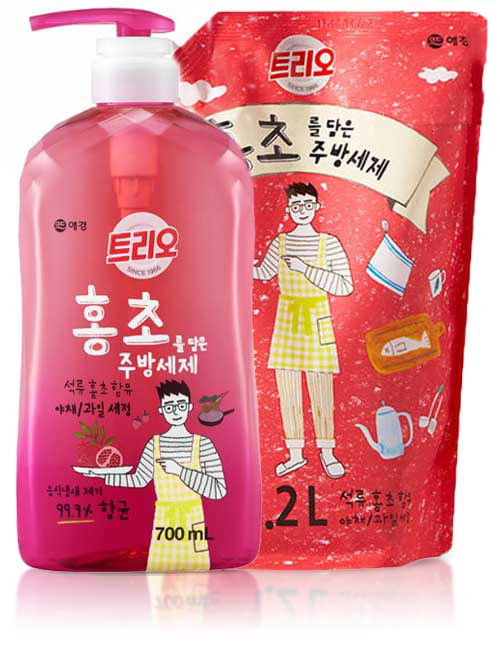 Набор для мытья посуды Trio Red Vinegar Pomegranate 700мл + запаска
