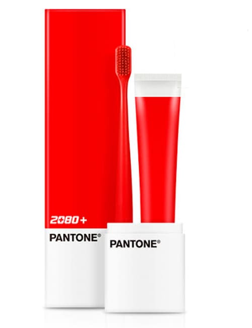 Зубная щетка с двойной микро щетиной и пастой 2080 PANTONE Красная