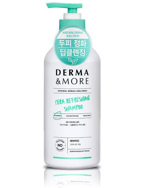 Очищающий и освежающий шампунь Derma & More Refreshing с маслом Зеленого Чая